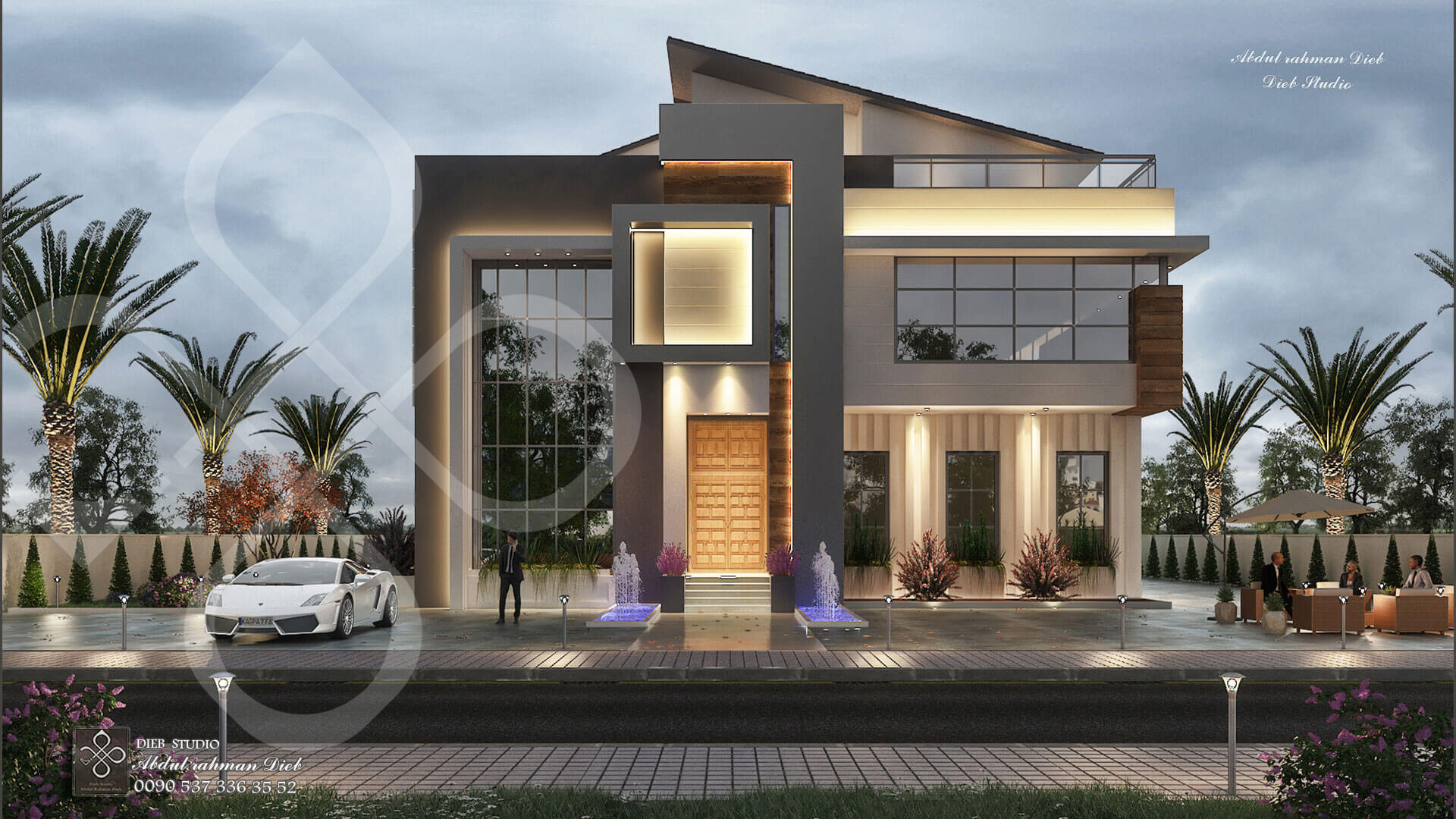 Modern post. Антураж фасада виллы. Modern Exterior Design Dieb Studio. 3d Max экстерьер Узб дома. Post Modern Exterior Design.