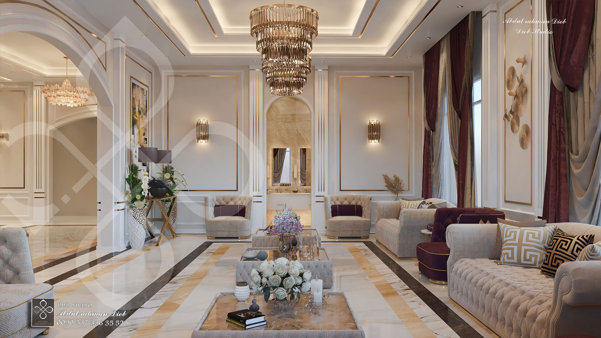 Classic Villa entrance-E205 استشارات هندسية ديكور داخلي وخارجي D I E B