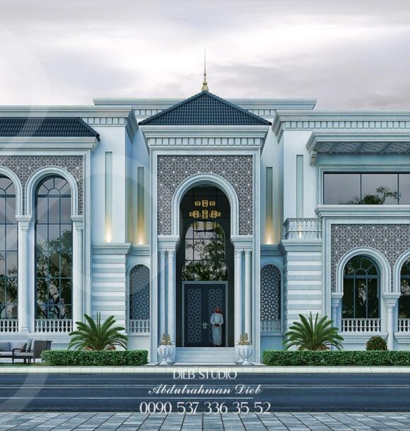 Andalusian-style villa architecture with intricate details and a luxurious design.