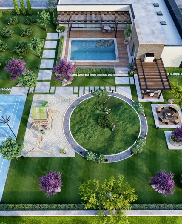 one floor villa and garden