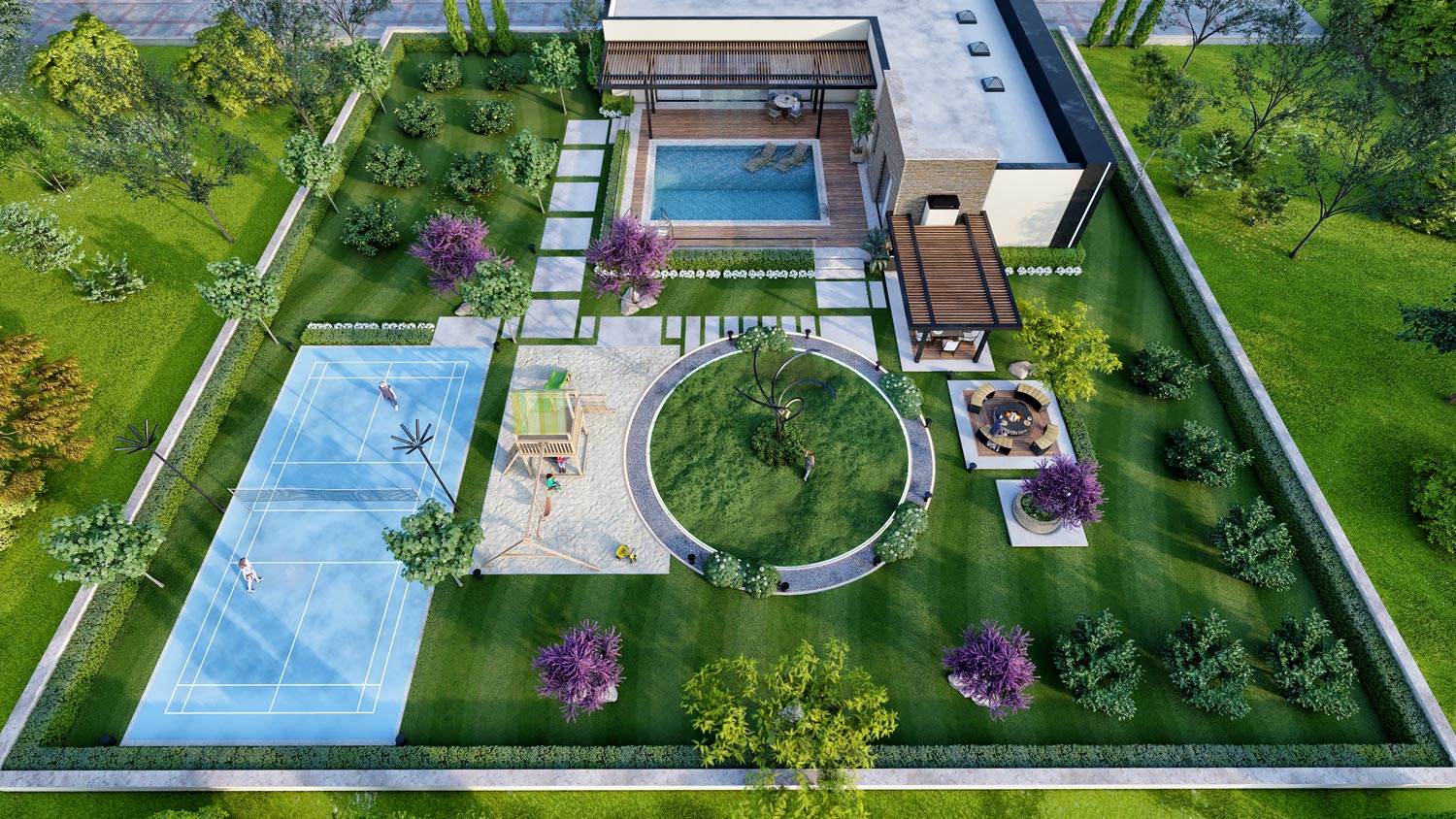 one floor villa and garden